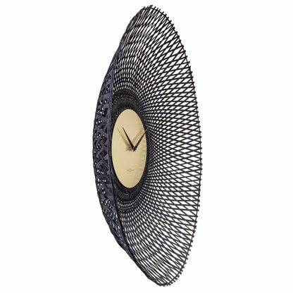 Comnox - NeXtime Vortex – Wandklok – Stil tijd zonder geluid – 60 cm – Bambus – Groen/Bruin