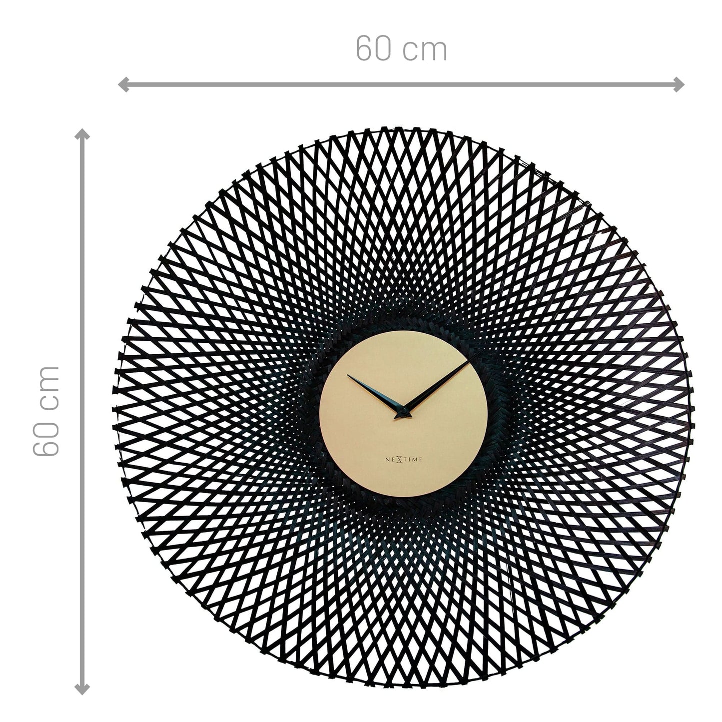 Comnox - NeXtime Vortex – Wandklok – Stil tijd zonder geluid – 60 cm – Bambus – Groen/Bruin