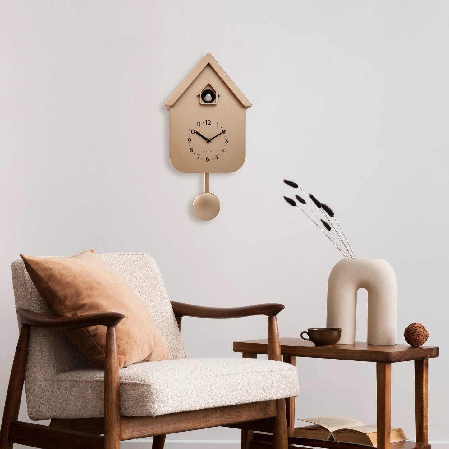 Wall clock 21.5x41.5x8.5cm - Pendulum - Cuckoo -NeXtime 'Twitter'