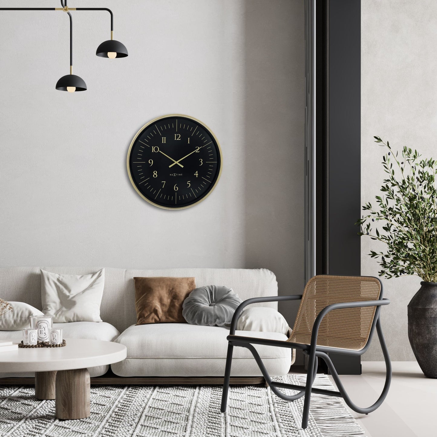 Comnox - NeXtime Galaxy Large Wandklok 77cm – Elegante tijdweergave – Stijlvol en tijdloos – 77 cm – Zwart/Wit
