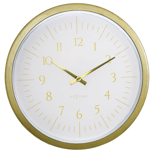 Comnox - NeXtime - Wandklok 40 cm - Elegantie en Stijlvol Design - Subtiel Gouden Accenten - 40 cm - Zwart/Wit