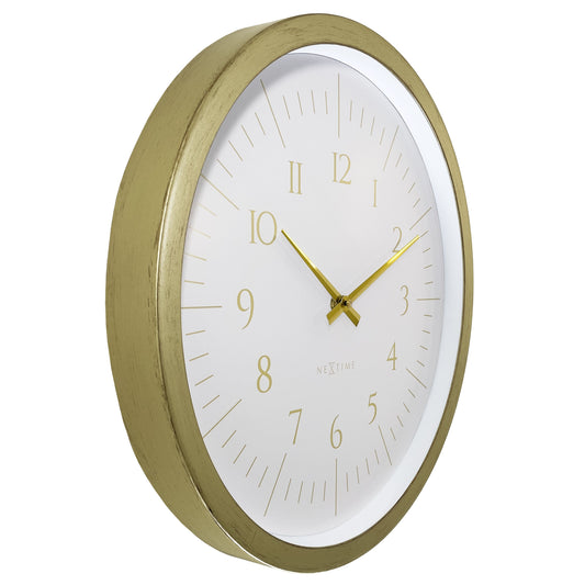 Comnox - NeXtime - Wandklok 40 cm - Elegantie en Stijlvol Design - Subtiel Gouden Accenten - 40 cm - Zwart/Wit