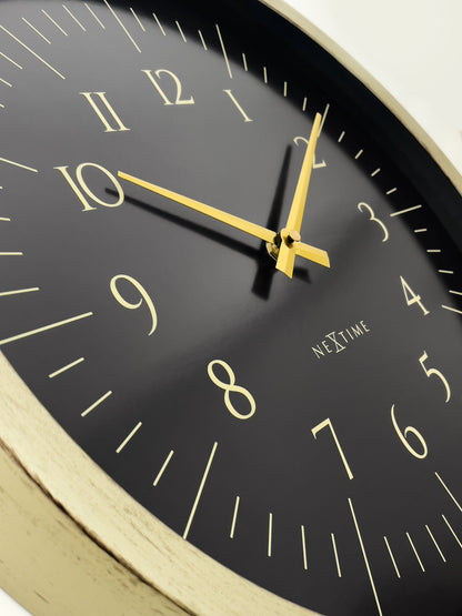 Comnox - NeXtime - Wandklok 40 cm - Elegantie en Stijlvol Design - Subtiel Gouden Accenten - 40 cm - Zwart/Wit