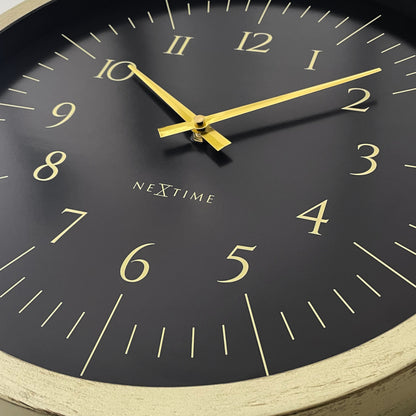 Comnox - NeXtime - Wandklok 40 cm - Elegantie en Stijlvol Design - Subtiel Gouden Accenten - 40 cm - Zwart/Wit