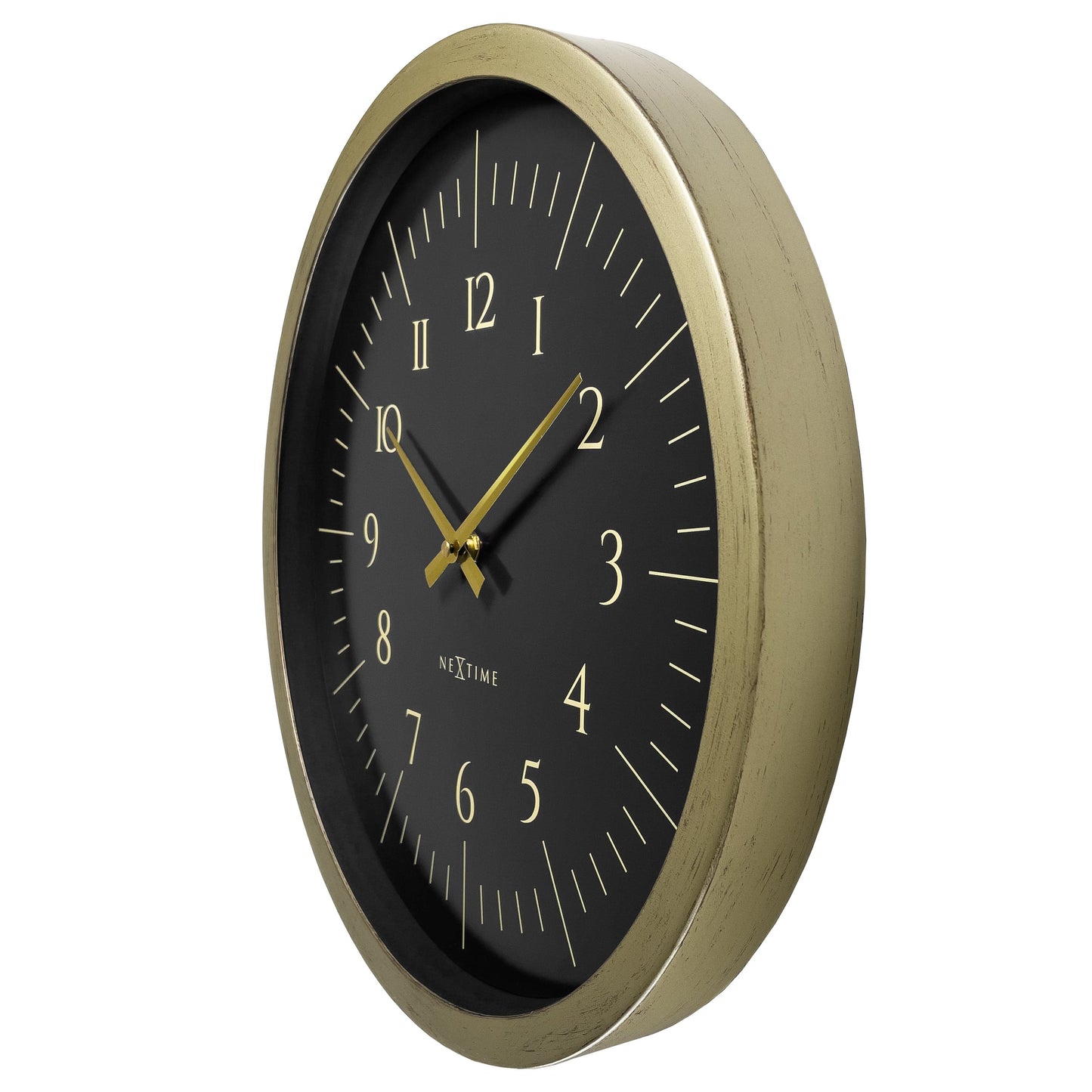 Comnox - NeXtime - Wandklok 40 cm - Elegantie en Stijlvol Design - Subtiel Gouden Accenten - 40 cm - Zwart/Wit
