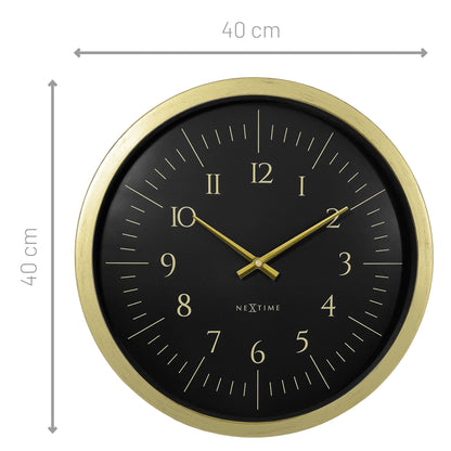 Comnox - NeXtime - Wandklok 40 cm - Elegantie en Stijlvol Design - Subtiel Gouden Accenten - 40 cm - Zwart/Wit