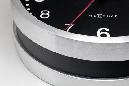 Comnox - NeXtime Double - Dubbelzijdige wandklok - Comfortabel zicht vanuit elke hoek - Stille werking - Aluminium - 32cm - zwart-wit