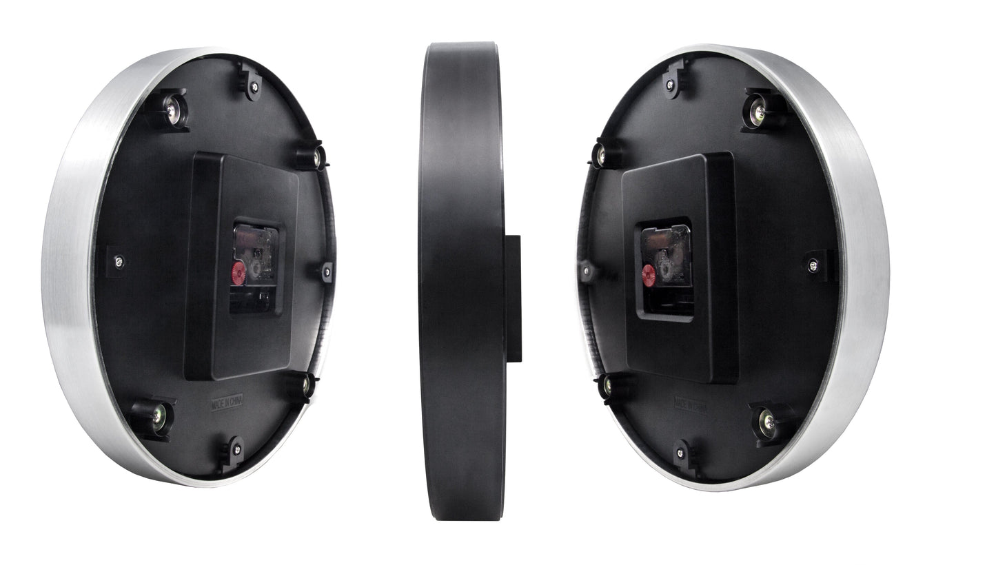 Comnox - NeXtime Double - Dubbelzijdige wandklok - Comfortabel zicht vanuit elke hoek - Stille werking - Aluminium - 32cm - zwart-wit