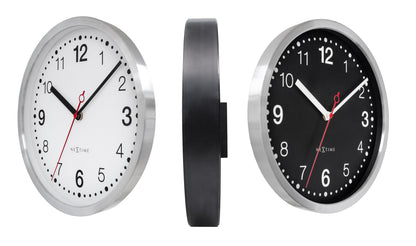 Comnox - NeXtime Double - Dubbelzijdige wandklok - Comfortabel zicht vanuit elke hoek - Stille werking - Aluminium - 32cm - zwart-wit