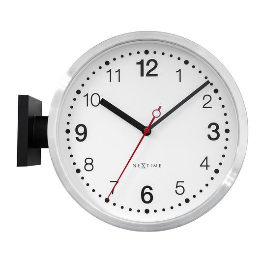 Comnox - NeXtime 'Double' - Dubbelzijdige Wandklok - Aluminium
