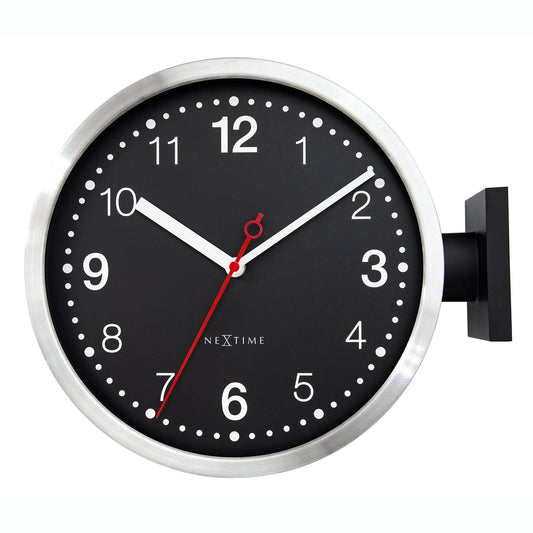 Comnox - NeXtime 'Double' - Dubbelzijdige Wandklok - Aluminium