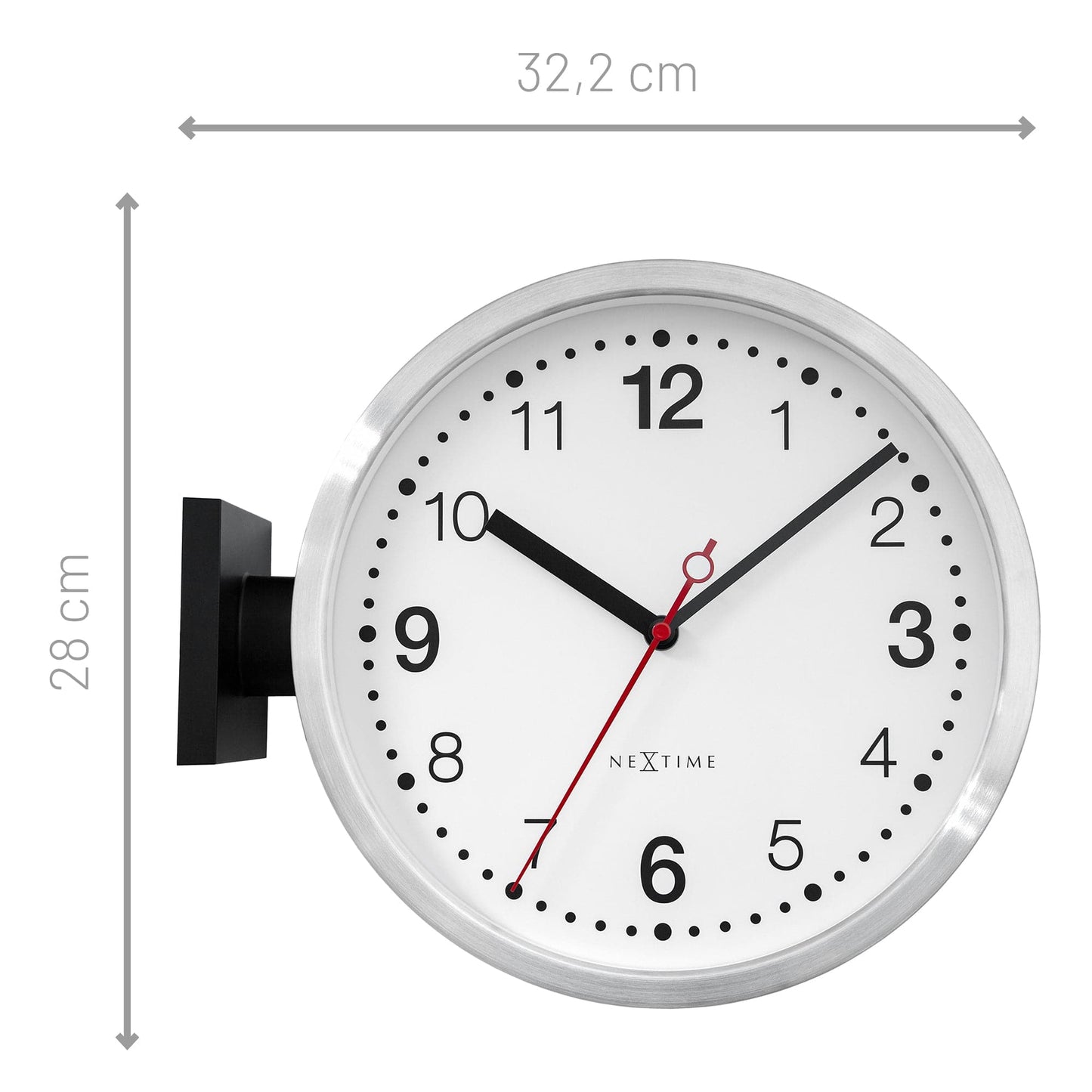 NeXtime 'Double' - Dubbelzijdige Wandklok - Aluminium