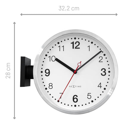 NeXtime 'Double' - Dubbelzijdige Wandklok - Aluminium