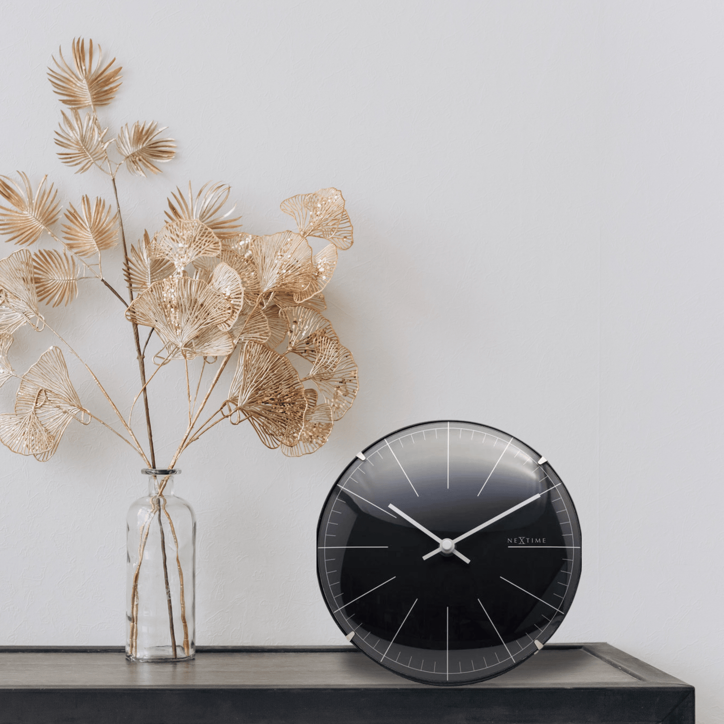 Wall clock/ Table clock- 20 cm- Glass - Dome Shaped Glass- 'Big Stripe Mini Dome'