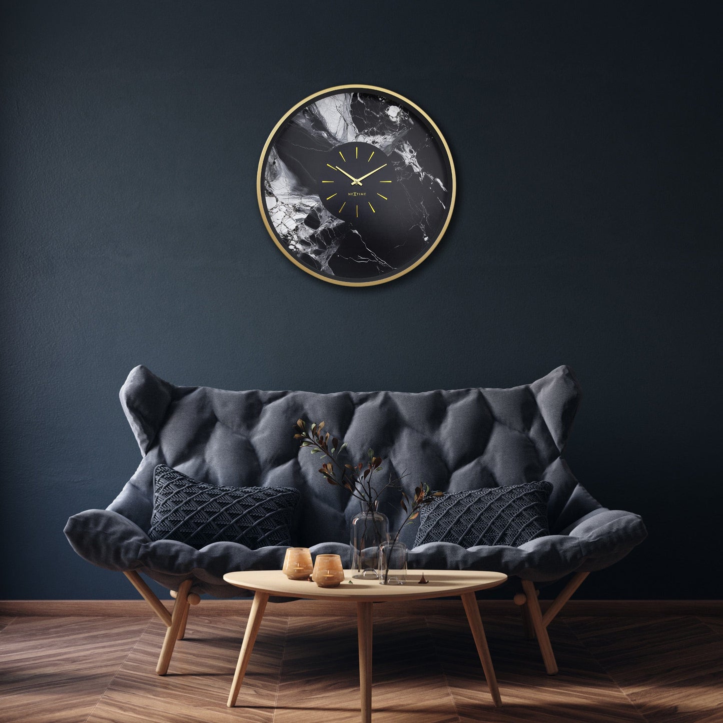 NeXtime Marble Duo - Luxe wandklok met marmerlook - 48 cm