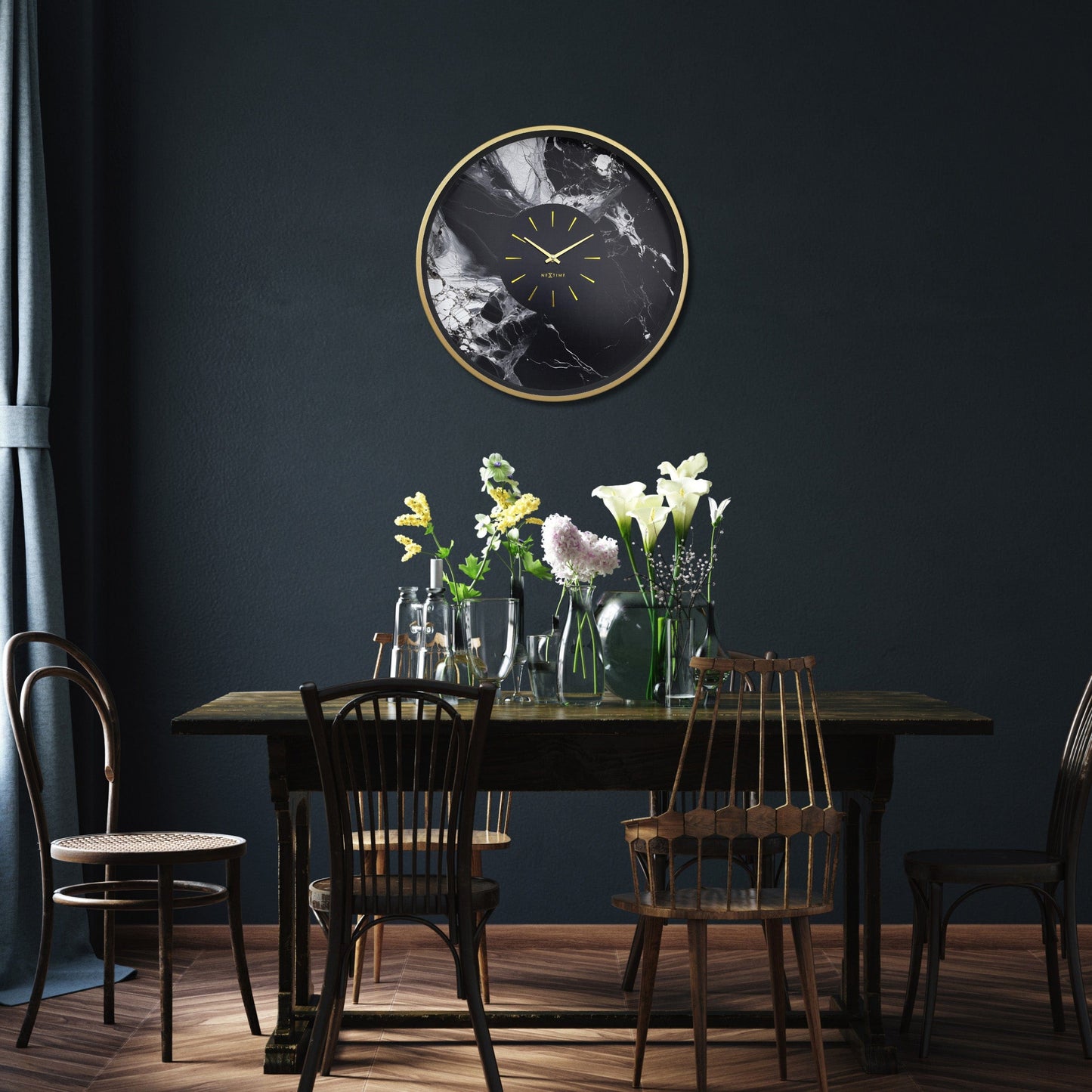 NeXtime Marble Duo - Luxe wandklok met marmerlook - 48 cm