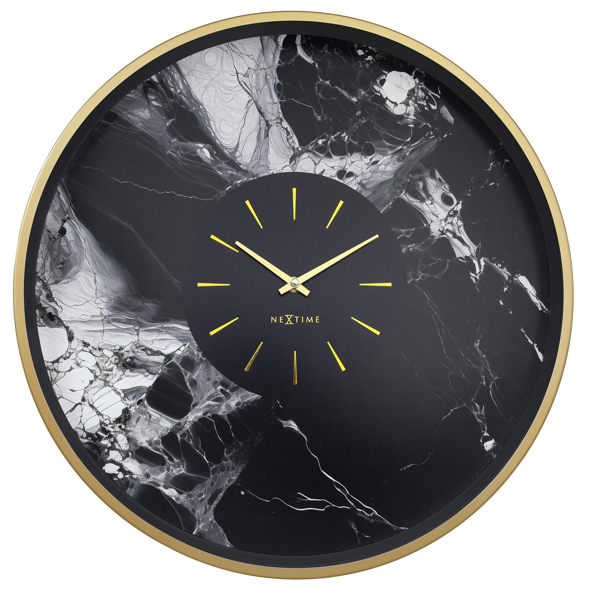NeXtime Marble Duo - Luxe wandklok met marmerlook - 48 cm