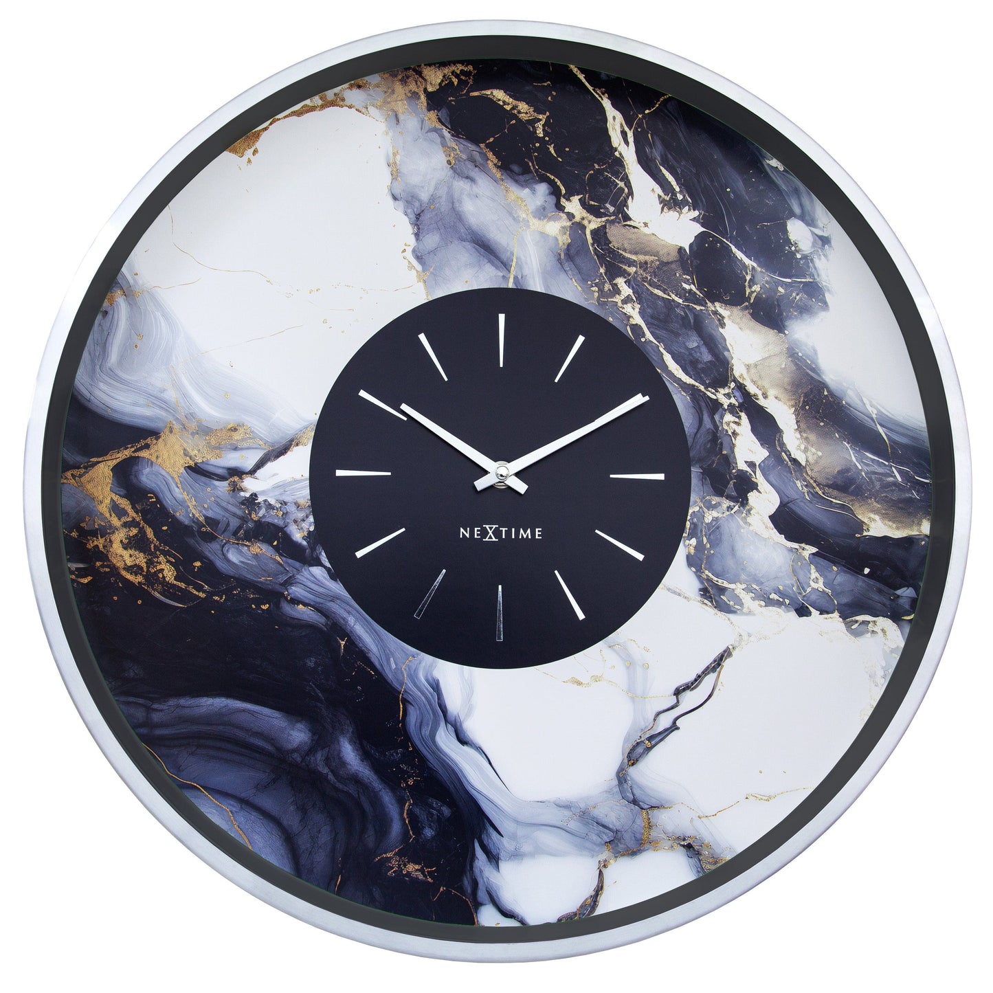 NeXtime Marble Duo - Luxe wandklok met marmerlook - 48 cm