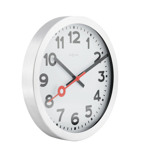 Comnox - Station Numbers - Wandklok met stille beweging – Comfort, Stilte – Aluminium – Witte – Ø19 cm – tijdsliefde