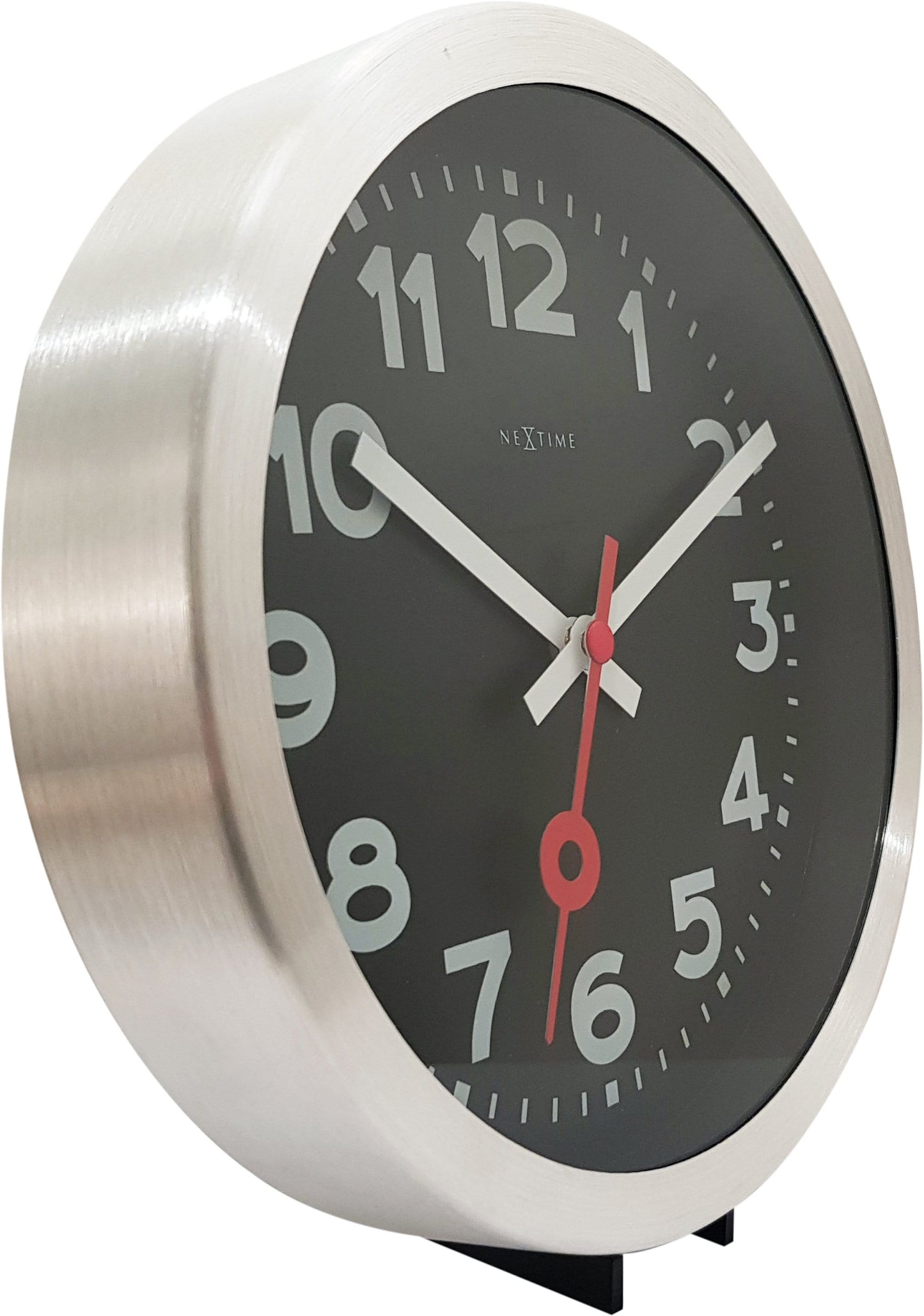 NeXtime Station - Stille Wandklok en Tafelklok - Zwart Aluminium