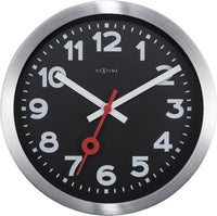 NeXtime Station - Stille Wandklok en Tafelklok - Zwart Aluminium