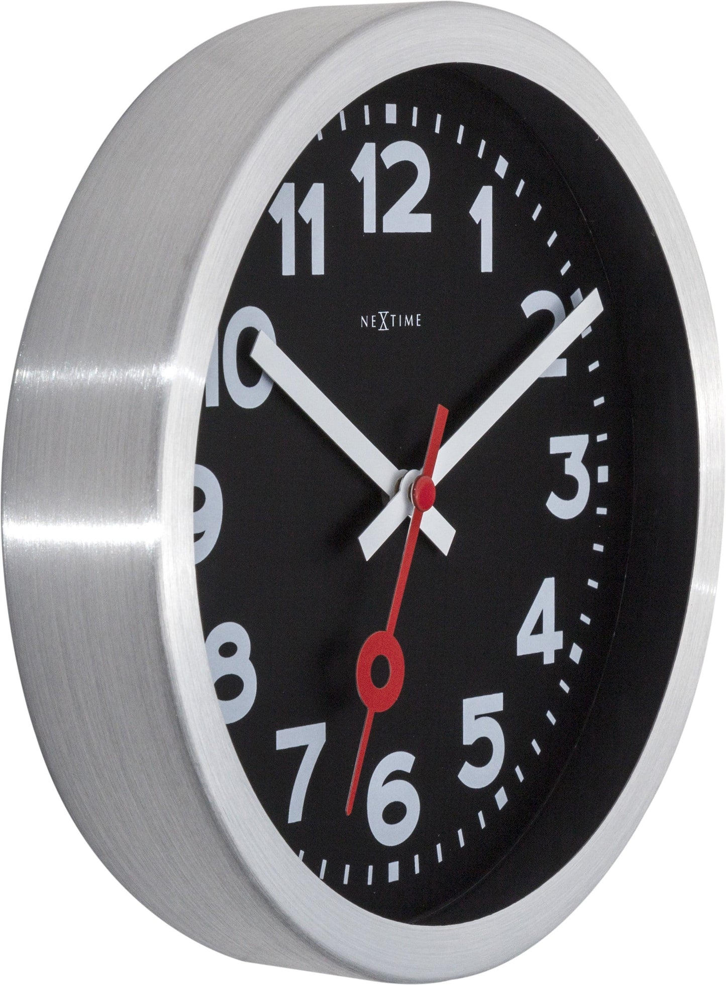 NeXtime Station - Stille Wandklok en Tafelklok - Zwart Aluminium