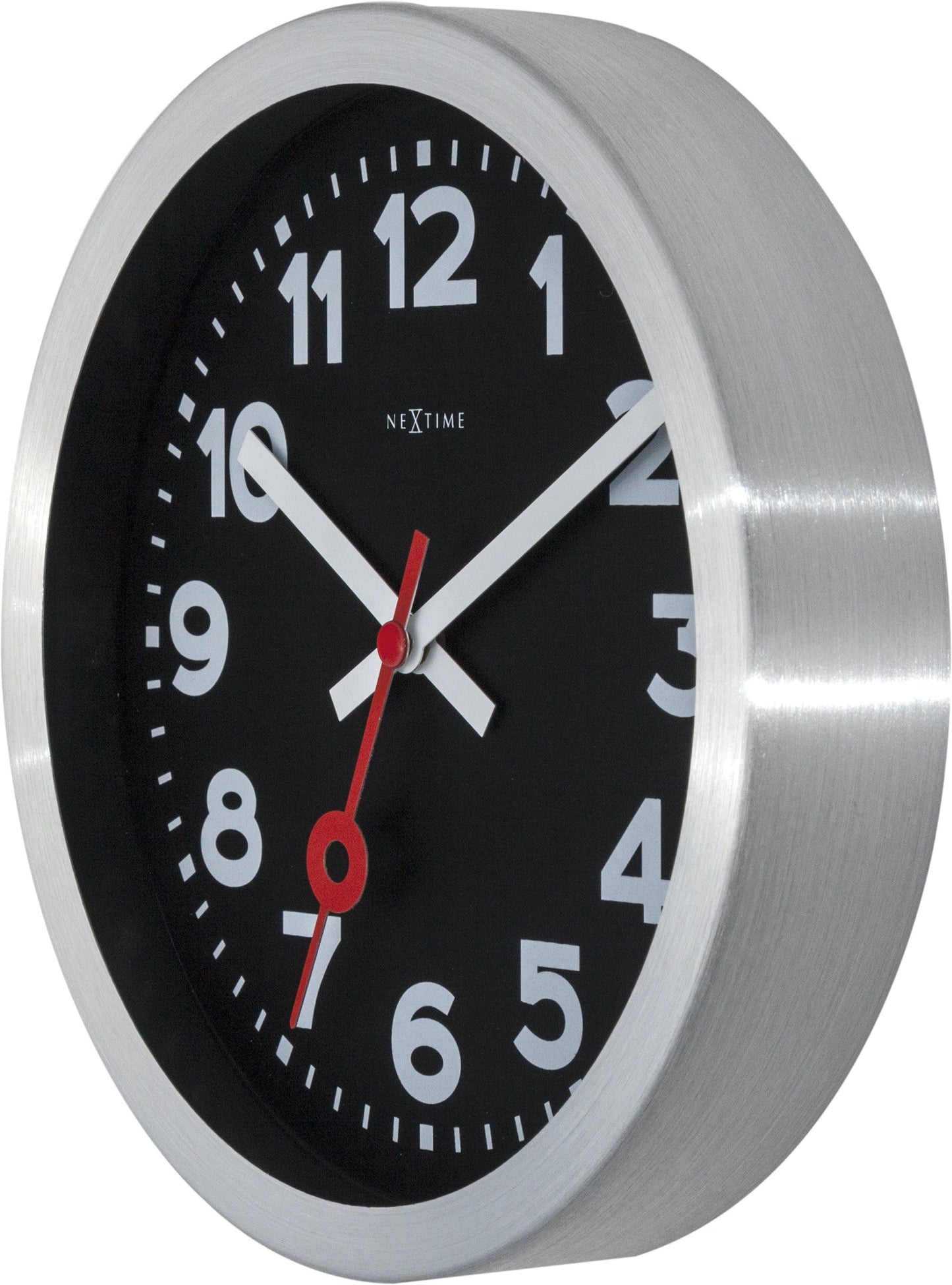 NeXtime Station - Stille Wandklok en Tafelklok - Zwart Aluminium