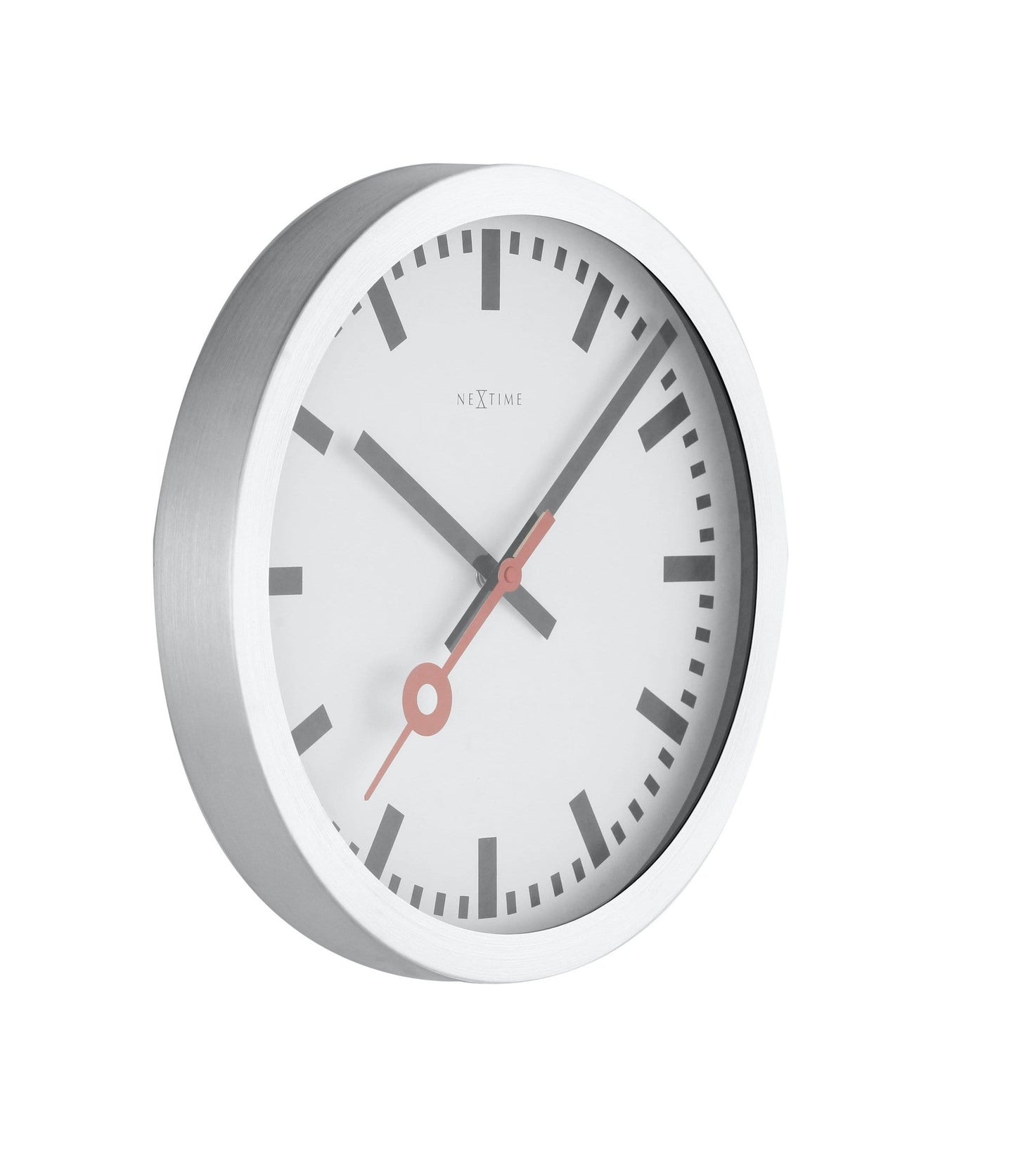 NeXtime Station Stripe - Stille wand- en tafelklok - Aluminium