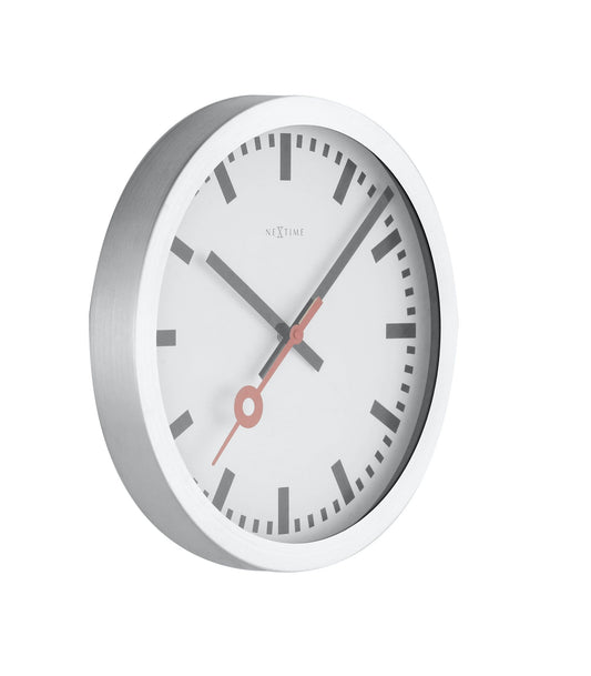 Comnox - NeXtime Station Stripe - Stille wand- en tafelklok - Aluminium