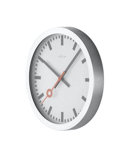 NeXtime Station Stripe - Stille wand- en tafelklok - Aluminium