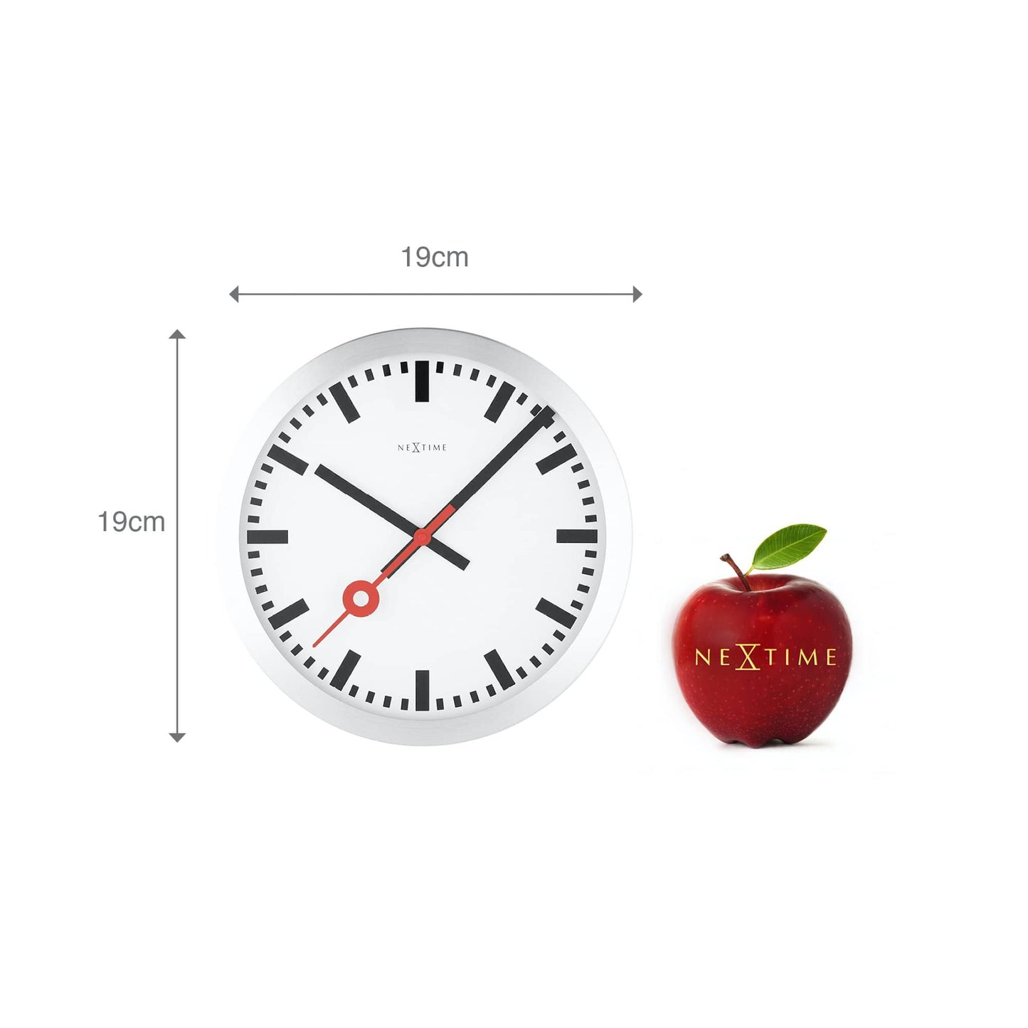 NeXtime Station Stripe - Stille wand- en tafelklok - Aluminium