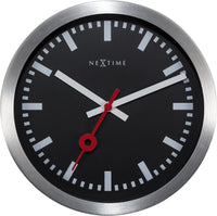 NeXtime Station Stripe - Stijlvolle Wandklok en Tafelklok - Zwart Aluminium