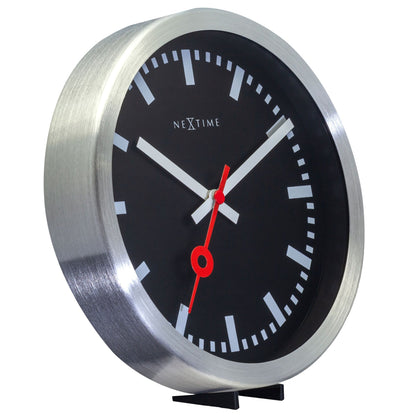 Comnox - Station - Wandklok & Tafeldekstop - Stil, Krachtig Design - Geen Tikkende Geluid - Aluminium - Zwart - Wall Clock