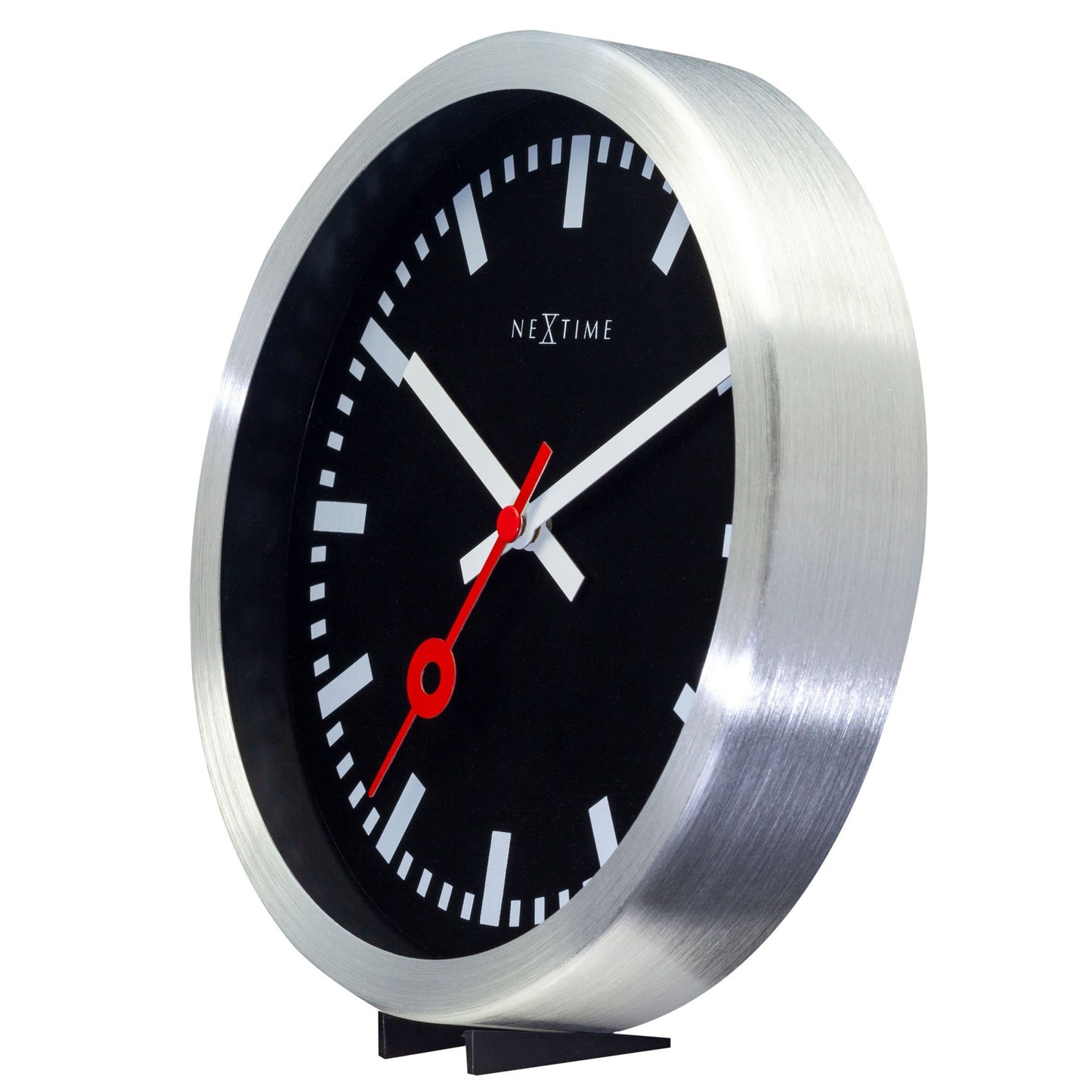 Comnox - Station - Wandklok & Tafeldekstop - Stil, Krachtig Design - Geen Tikkende Geluid - Aluminium - Zwart - Wall Clock