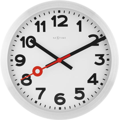 Comnox - Station Numbers - Wandklok met stille beweging – Comfort, Stilte – Aluminium – Witte – Ø19 cm – tijdsliefde