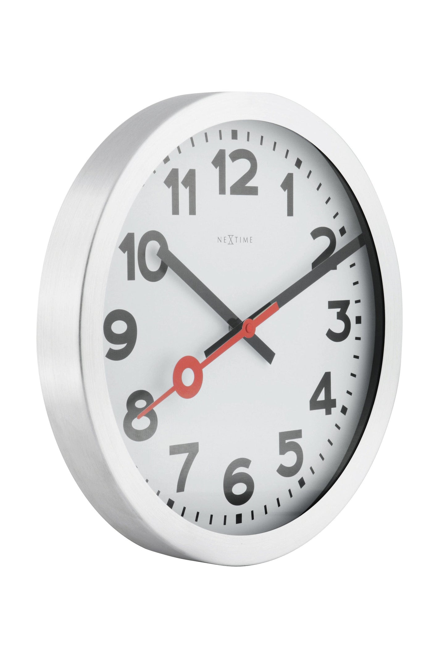 Comnox - Station Numbers - Wandklok met stille beweging – Comfort, Stilte – Aluminium – Witte – Ø19 cm – tijdsliefde
