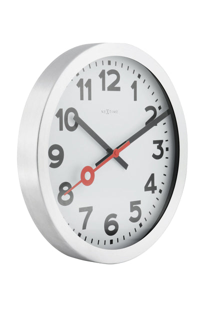 Comnox - Station Numbers - Wandklok met stille beweging – Comfort, Stilte – Aluminium – Witte – Ø19 cm – tijdsliefde