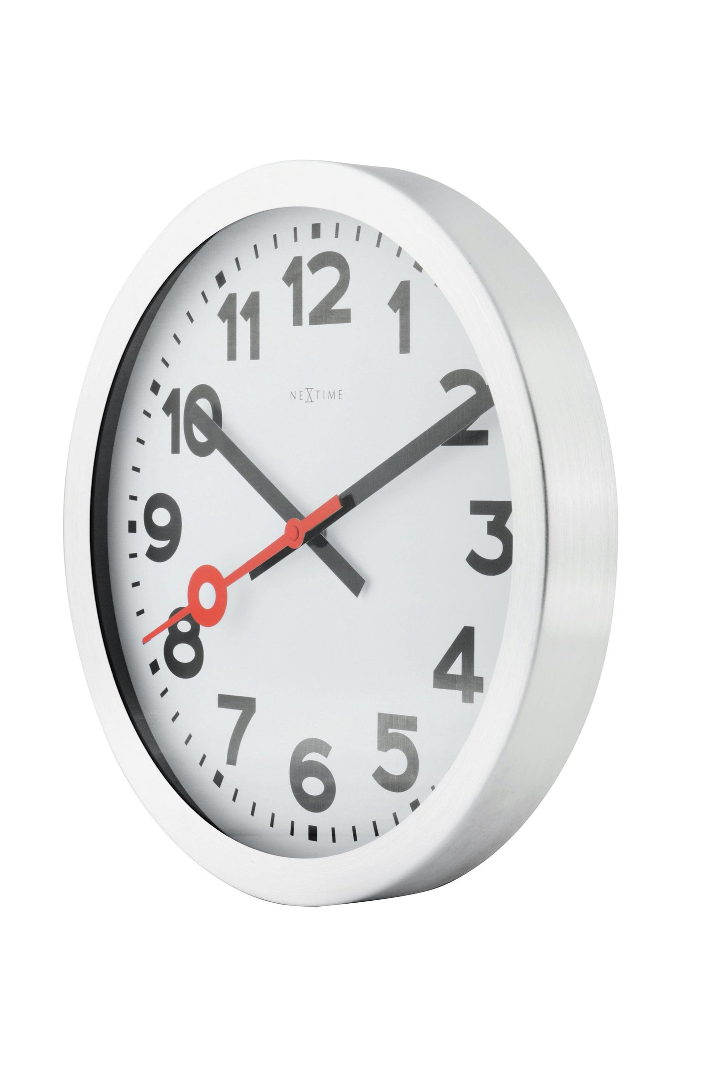 Comnox - Station Numbers - Wandklok met stille beweging – Comfort, Stilte – Aluminium – Witte – Ø19 cm – tijdsliefde
