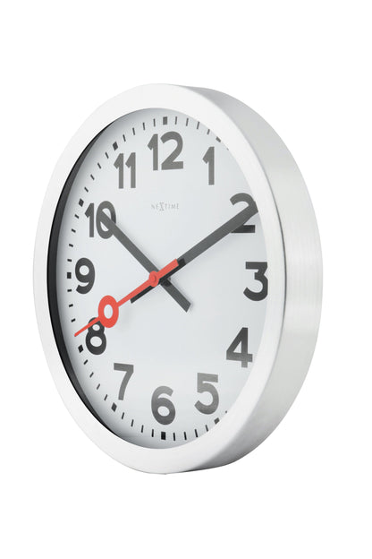 Comnox - Station Numbers - Wandklok met stille beweging – Comfort, Stilte – Aluminium – Witte – Ø19 cm – tijdsliefde