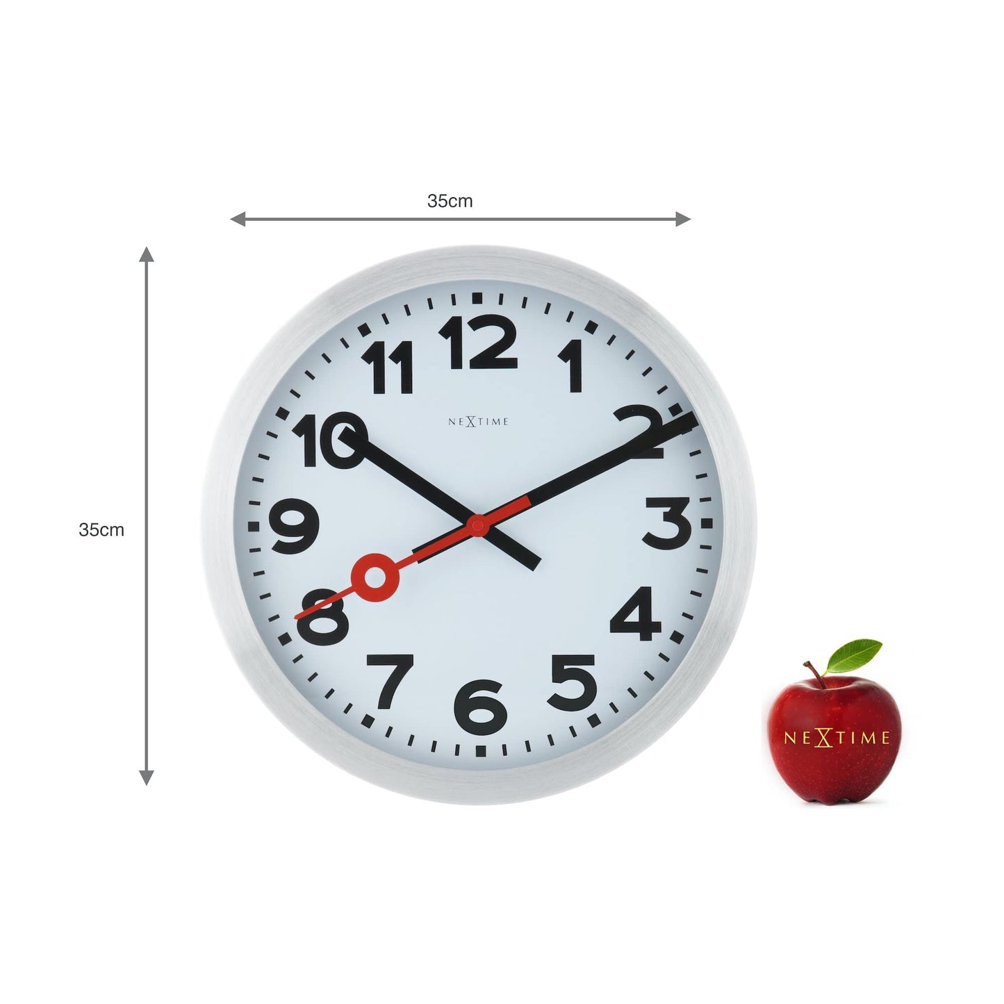 Comnox - Station Numbers - Wandklok met stille beweging – Comfort, Stilte – Aluminium – Witte – Ø19 cm – tijdsliefde