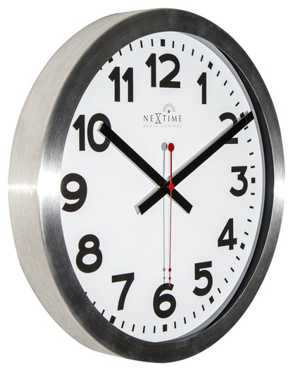 Wall clock - 35 cm - Aluminum - 'Station Radio Controlled (DCF) Numbers'