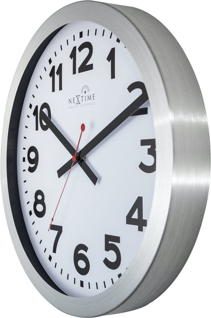 Wall clock - 35 cm - Aluminum - 'Station Radio Controlled (DCF) Numbers'