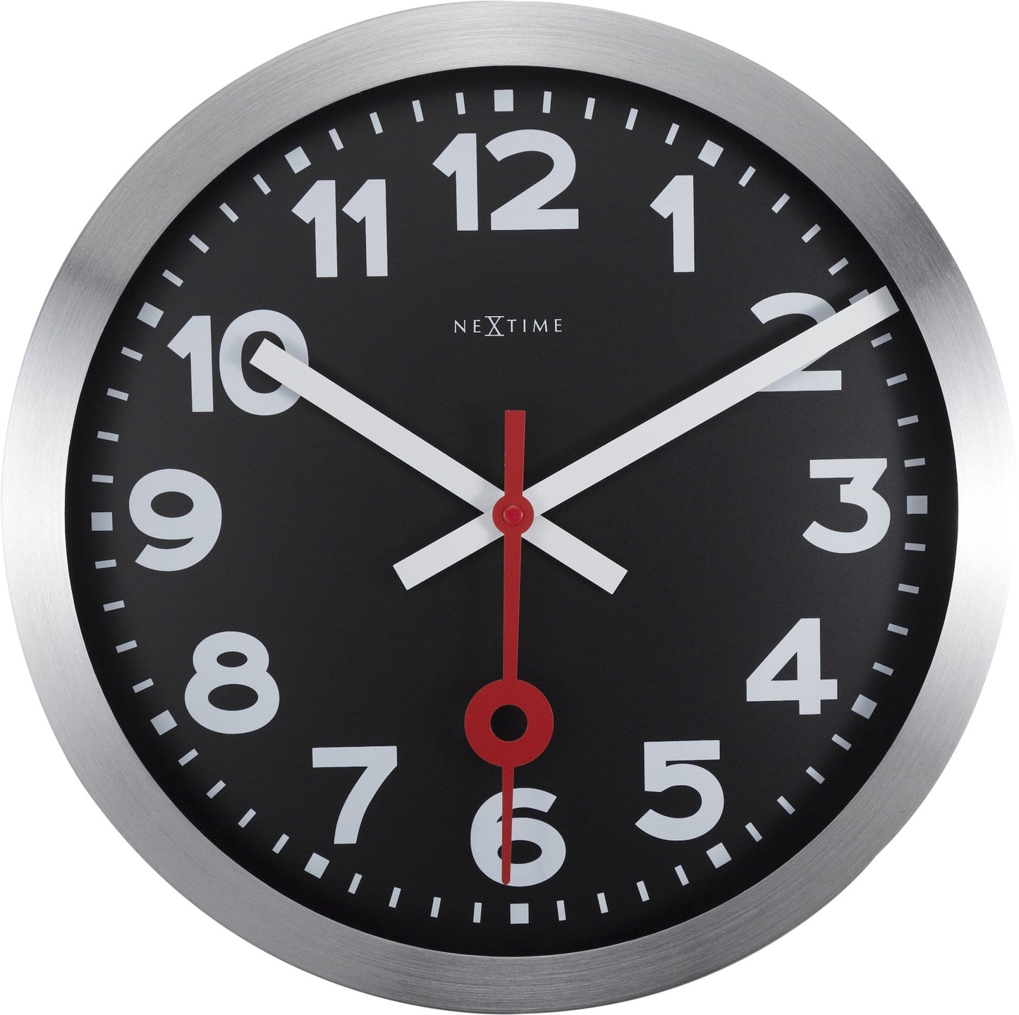 NeXtime Station - Stille Wandklok en Tafelklok - Zwart Aluminium