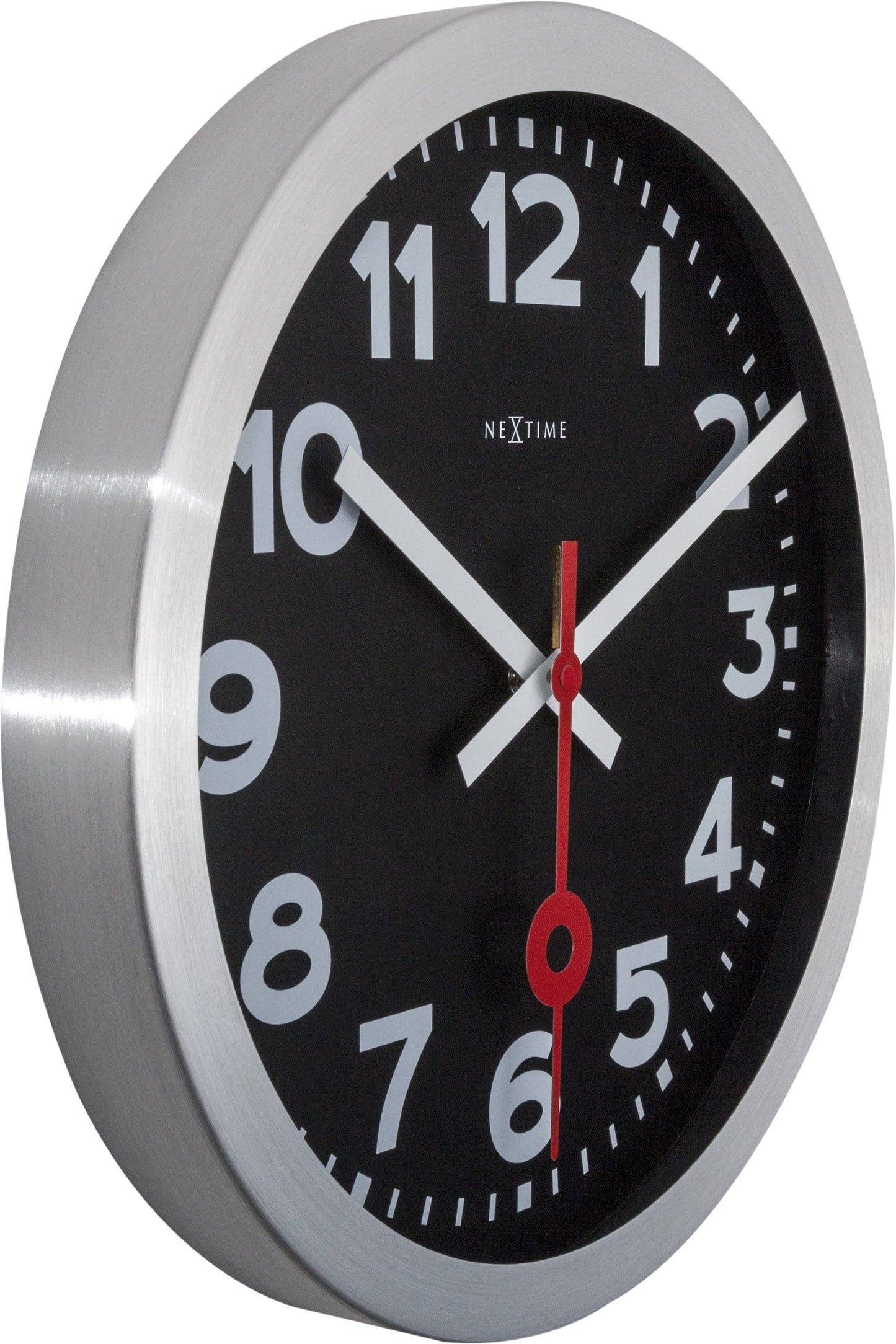 NeXtime Station - Stille Wandklok en Tafelklok - Zwart Aluminium