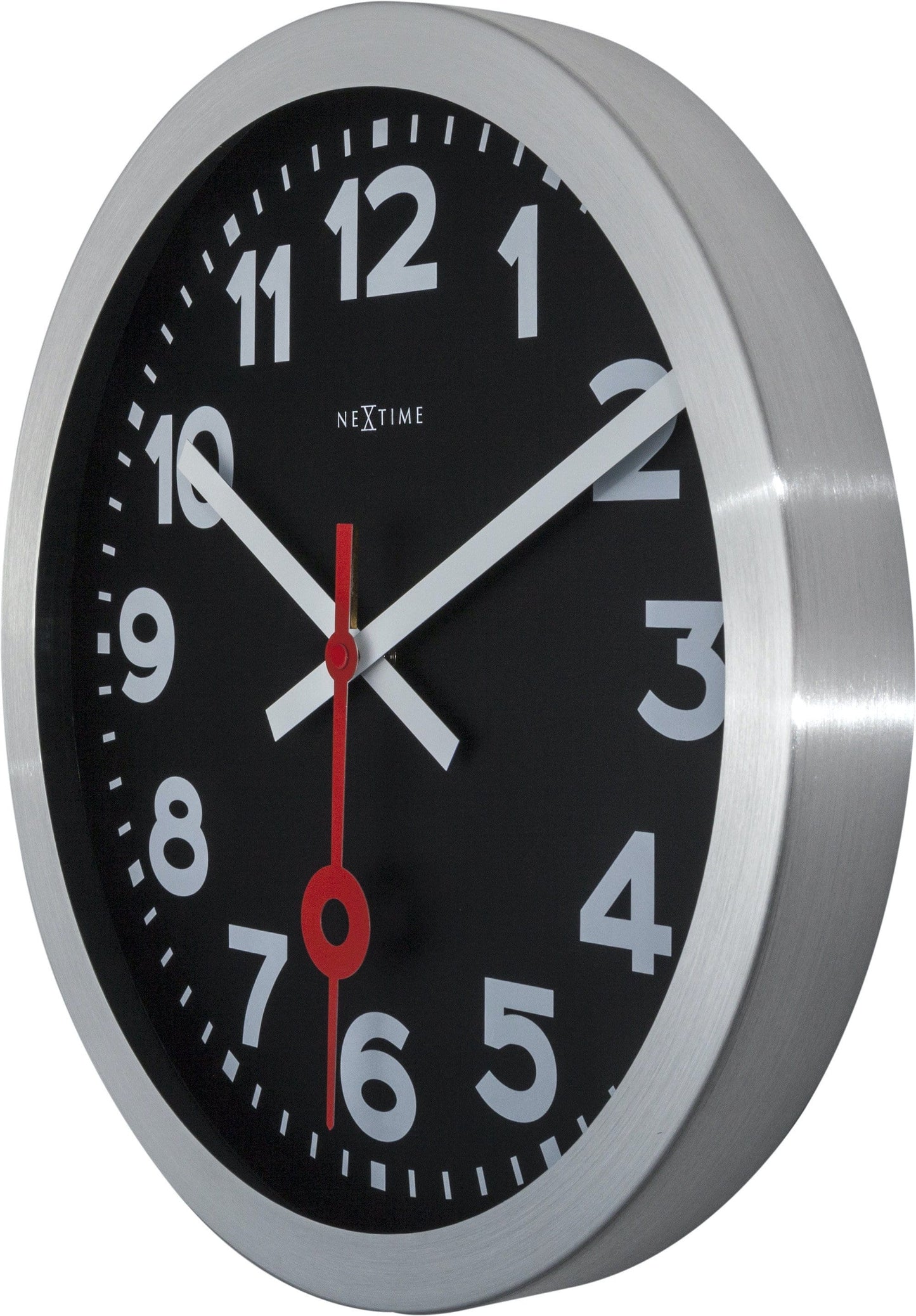 NeXtime Station - Stille Wandklok en Tafelklok - Zwart Aluminium