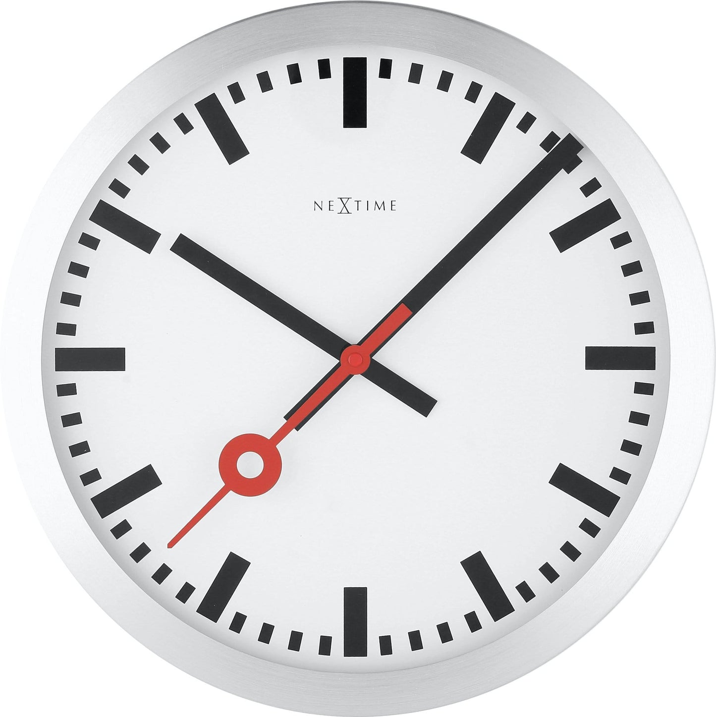 NeXtime Station Stripe - Stille wand- en tafelklok - Aluminium