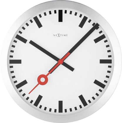 NeXtime Station Stripe - Stille wand- en tafelklok - Aluminium