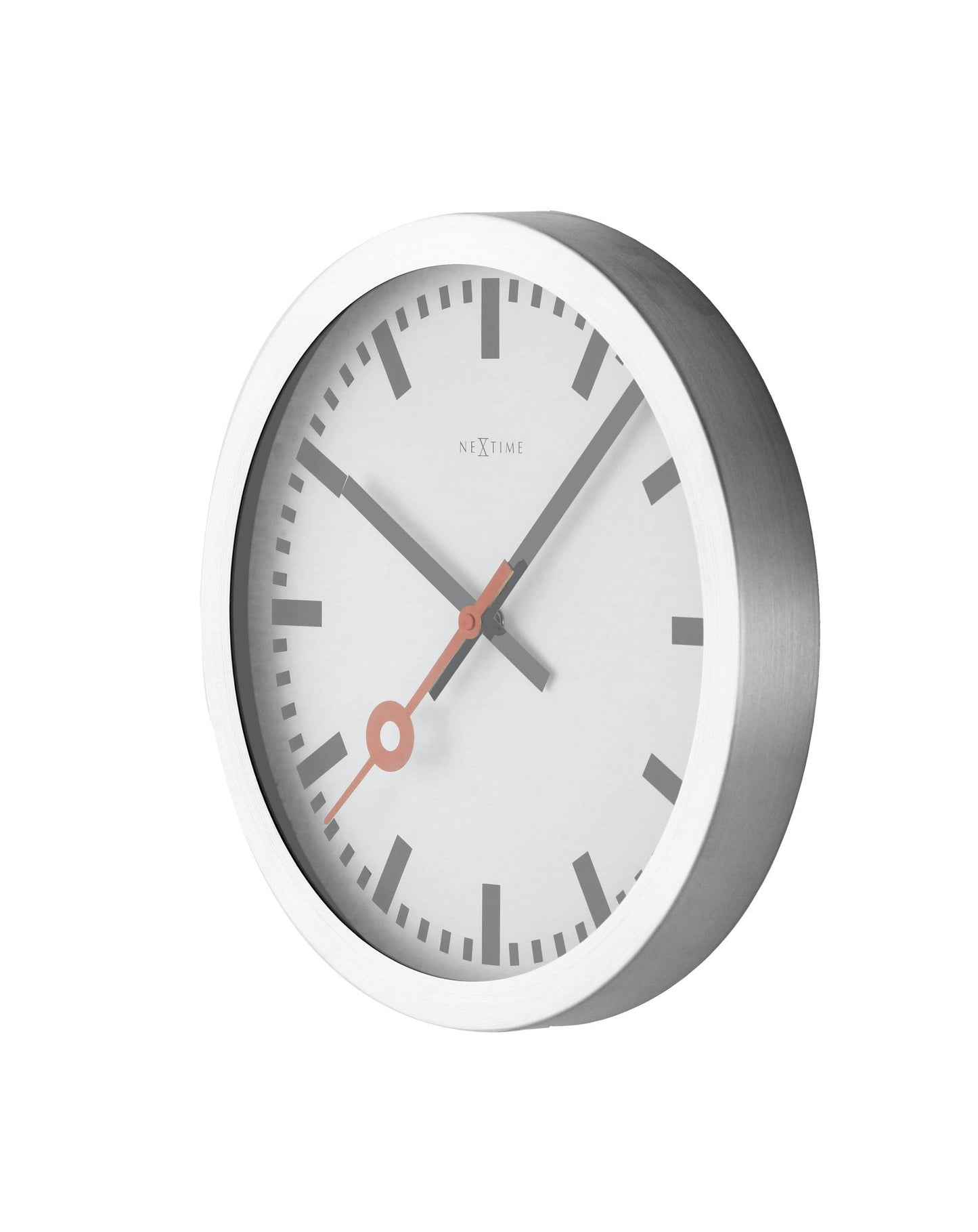 NeXtime Station Stripe - Stille wand- en tafelklok - Aluminium