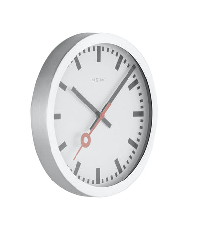 NeXtime Station Stripe - Stille wand- en tafelklok - Aluminium