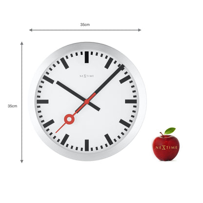 NeXtime Station Stripe - Stille wand- en tafelklok - Aluminium